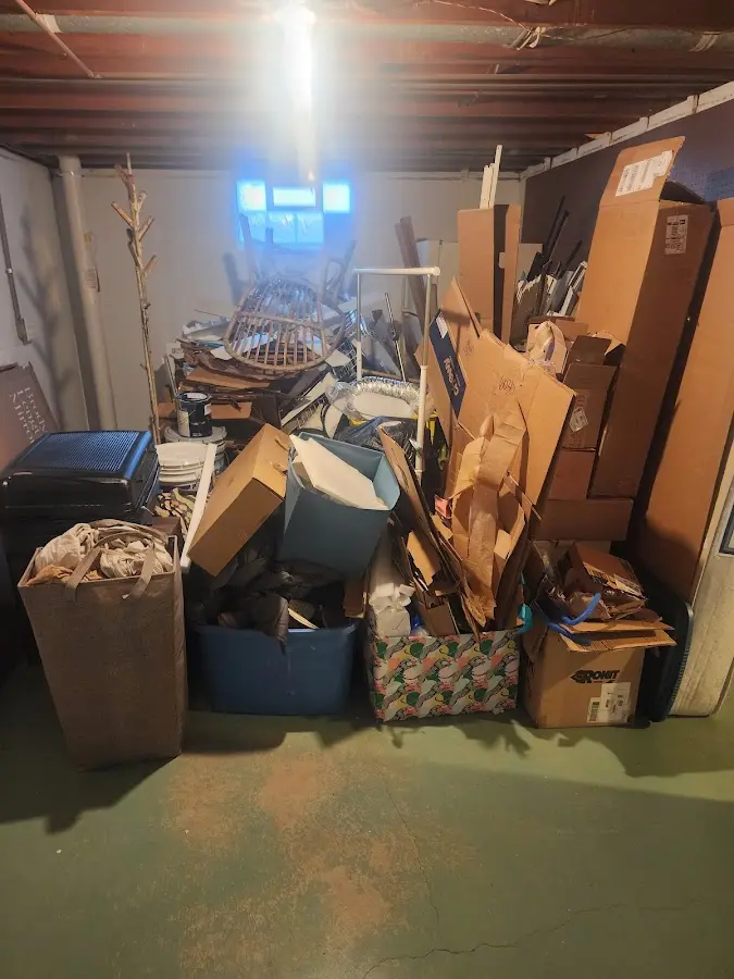 Roll-off dumpster container at job site for 6 Yard Dumpster Rental in Johnstown